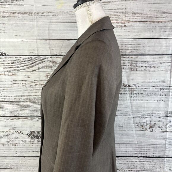 Anne Klein Blazer Jacket size 2 Brown Pinstripe Stretch Career Professional Suit - Picture 9 of 12